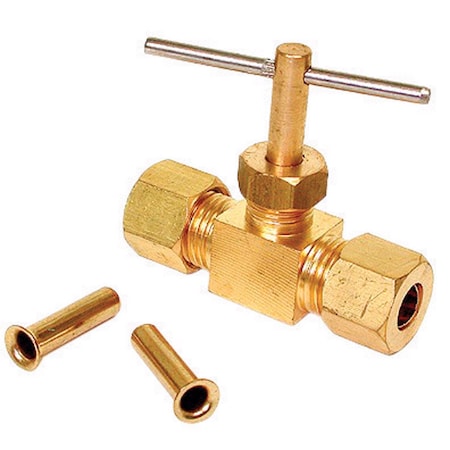 Dial Mfg Dial 1/4 in. H X 2-3/4 in. W Tan Brass Straight Needle Valve 9406